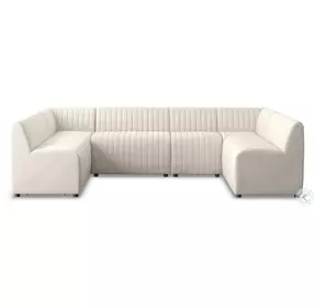 Augustine Capri Oatmeal Performance Fabric 120" U Shape Dining Banquette