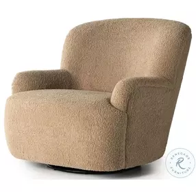 Kadon Sheepskin Camel Swivel Chair