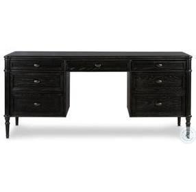 Toulouse Distressed Black 7 Drawer Executive Desk