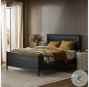 Toulouse Distressed Black Upholstered Bedroom Set