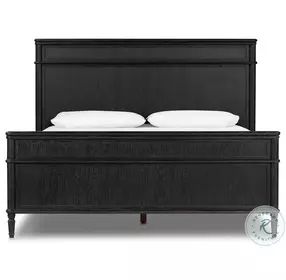 Toulouse Distressed Black Queen Upholstered Bed