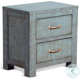 Saddle and Sage Blue 2 Drawer Nightstand