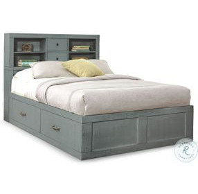 Saddle and Sage Blue Full Storage Platform Bed