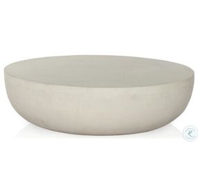 Basil Matte White Cast Aluminum Outdoor Round Coffee Table