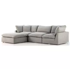 Stevie Destin Flannel 3 Piece Sectional with Ottoman