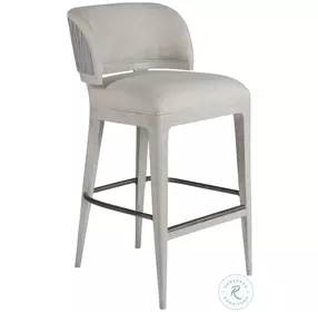 Olivia Misty White Gray Performance Fabric Bar Stool