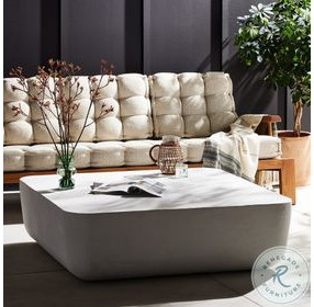 Basil Matte White Cast Aluminum Outdoor Square Occassional Table Set