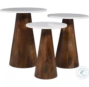 Nolan Chestnut Marble Top Accent Table Set Of 3