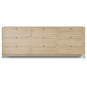 Millie Light Bleach Oak Veneer 9 Drawer Dresser