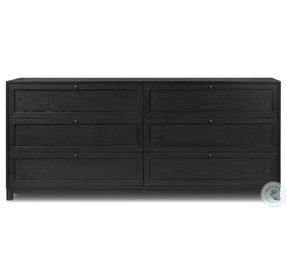 Millie Drifted Matte Black Veneer 6 Drawer Dresser