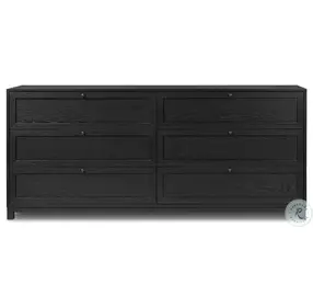 Millie Drifted Matte Black Veneer 6 Drawer Dresser
