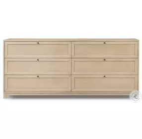 Millie Light Bleach Oak Veneer 6 Drawer Dresser