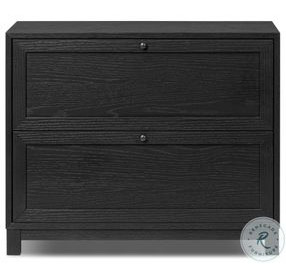 Millie Drifted Matte Black Veneer 2 Drawer Nightstand