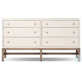 Fiona Ivory Painted Raffia 6 Drawer Dresser