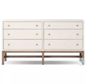 Fiona Ivory Painted Raffia 6 Drawer Dresser