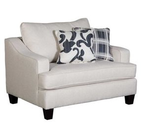 Truth or Dare Salt White Performance Fabric Accent Chair with Throw Pillows