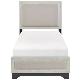 Westport White Oak and Gray Twin Upholstered Platform Bed