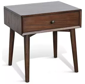 American Modern Walnut 1 Drawer Nightstand