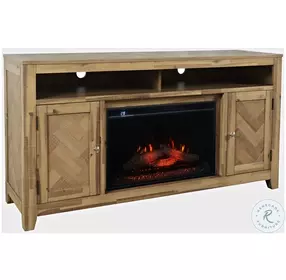 Fairview Bryce Light Brown 60" TV Stand with Electric Fireplace