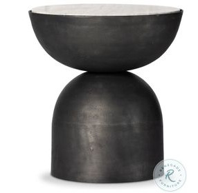 Corbett Creamy Taupe Marble Round End Table