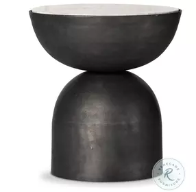 Corbett Creamy Taupe Marble Round End Table