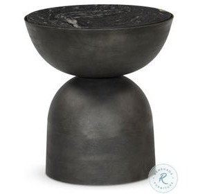 Corbett Polished Black Marble Round End Table