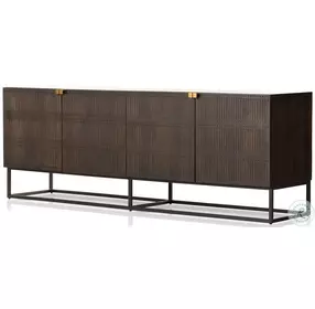 Kelby Carved Vintage Brown And Aged Brass Media Console