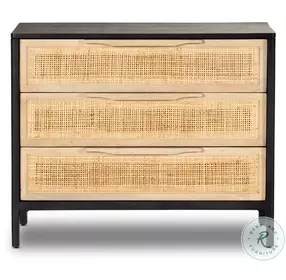 Sydney Black Wash Mango Large 3 Drawer Nightstand