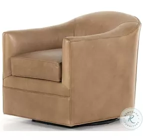 Quinton Ontario Taupe Leather Swivel Chair