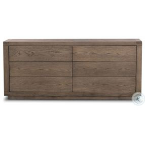 Warby Worn Oak Veneer 6 Drawer Dresser