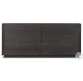Warby Worn Black Oak Veneer 6 Drawer Dresser