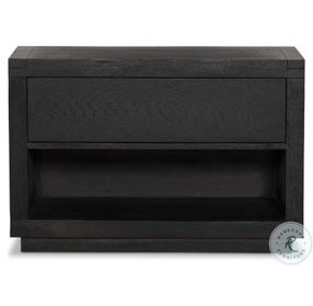 Warby Worn Black Oak Veneer 1 Drawer Nightstand