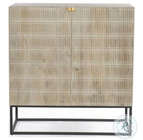 Kelby Light Wash Carved Mango 2 Door Bar Cabinet