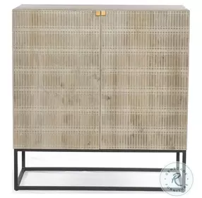 Kelby Light Wash Carved Mango 2 Door Bar Cabinet