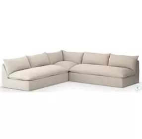 Grant Faye Sand Performance Fabric Outdoor 3 Piece Sectional