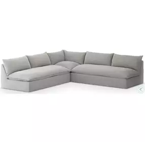 Grant Faye Ash Performance Fabric Outdoor 3 Piece Sectional