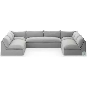 Grant Faye Ash Performance Fabric Outdoor 5 Piece Sectional