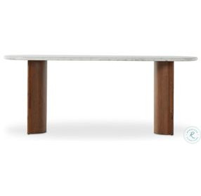 Paden Italian White Marble 78" Large Console Table