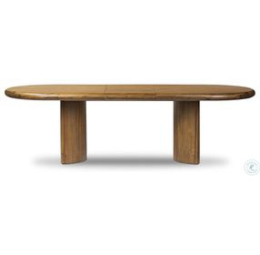 Paden Seasoned Brown Acacia 104" Extendable Oval Dining Table