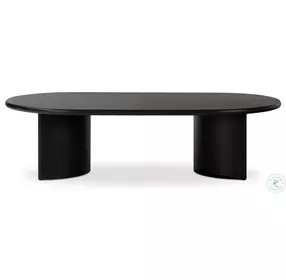 Paden Aged Black Acacia Oval Coffee Table