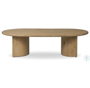 Paden Worn Oak Veneer Oval Coffee Table