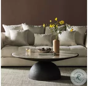Corbett Creamy Taupe Marble Large Round Occassional Table Set