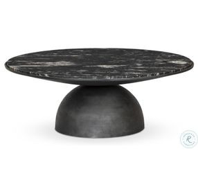 Corbett Polished Black Marble Large Round Coffee Table