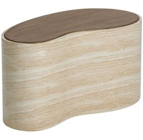 Ishiko Light Brown and Warm Brown Free Form Medium Concrete Top Outdoor Cocktail Table