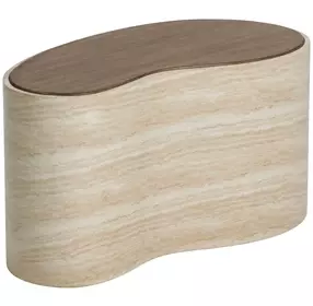 Ishiko Light Brown and Warm Brown Free Form Medium Concrete Top Outdoor Cocktail Table