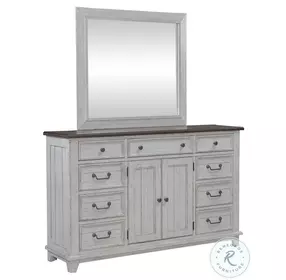Harbor Place Riverstone White And Tobacco Dresser And Mirror