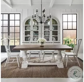 River Place Riverstone White And Tobacco Extendable Dining Room Set