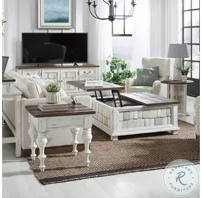 Harbor Place Riverstone White And Tobacco Lift Top Storage Occasional Table Set