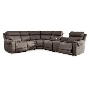 Hoopster Gunmetal 6 Piece Power Reclining Sectional