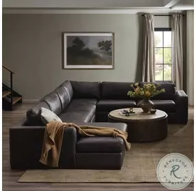 Colt Heirloom Cigar Leather 4 Piece Sectional with LAF Chaise